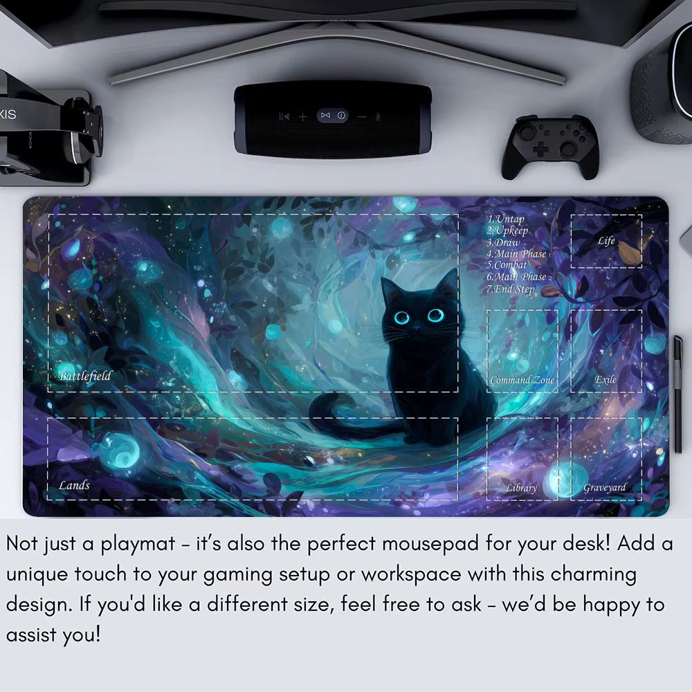 Tapis de jeu Magic The Gathering (MTG) motif Chat Noir Mystérieux