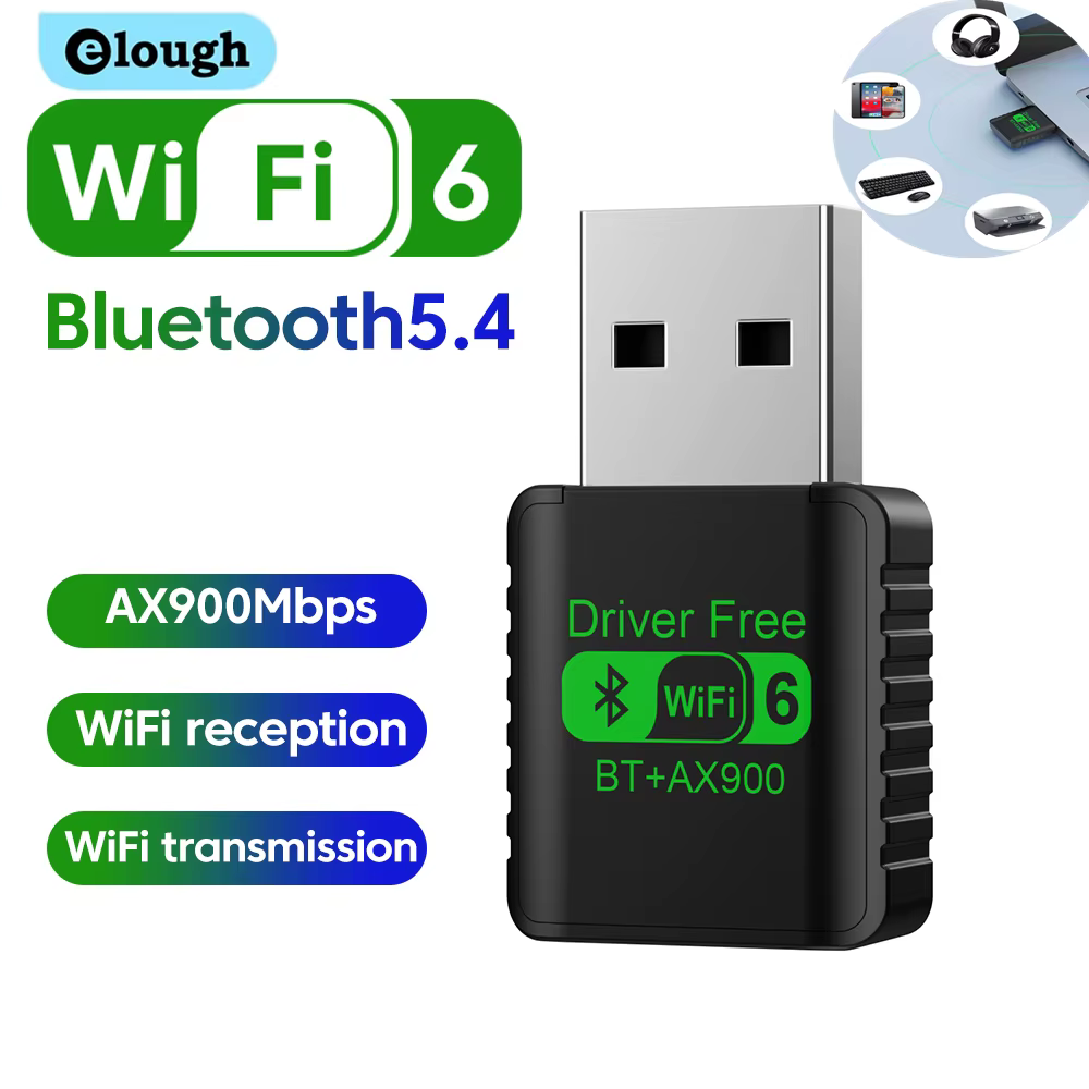 6 AX900 Bluetooth 5.4 WiFi USB adaptateur carte réseau sans fil 2.4G et 5GHz antenne