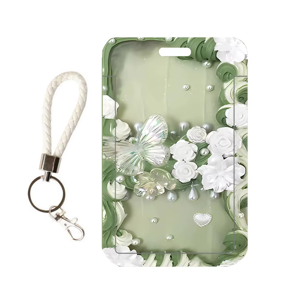 Protecteurs de cartes Vintage fleur porte-cartes fleur papillon Flowe Bus carte housse en plastique bleu romantique papillon porte-carte