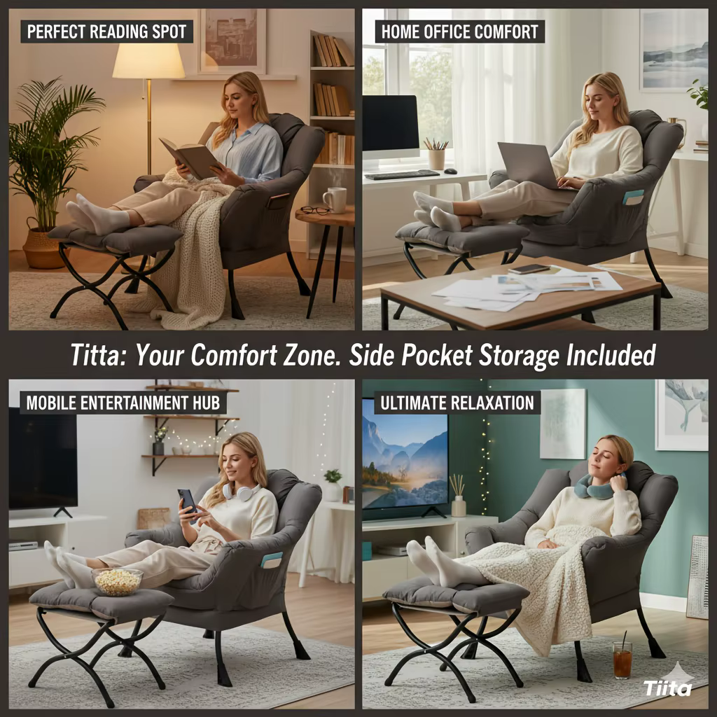 Fauteuil inclinable de style moderne Tita avec repose-pieds