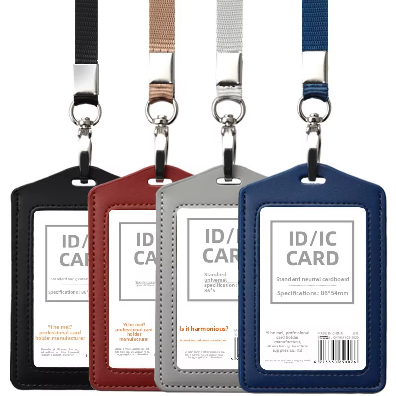 Porte-cartes en cuir avec cordon, porte-badge de travail, étui pour certificat, pour hommes et femmes
