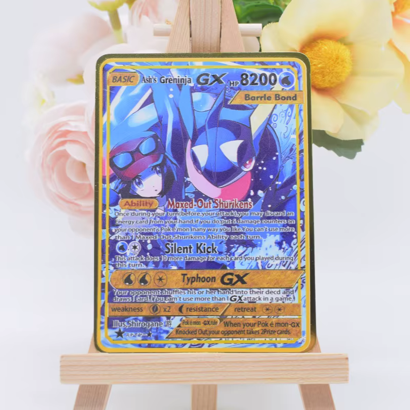 10000 Cartes Pokémon Métalliques Dorées DIY Vmax Arceus en Anglais avec Lettres Pokémon en Fer Pikachu Mewtwo GX Cadeau pour Enfants Carte de Collection de Jeu