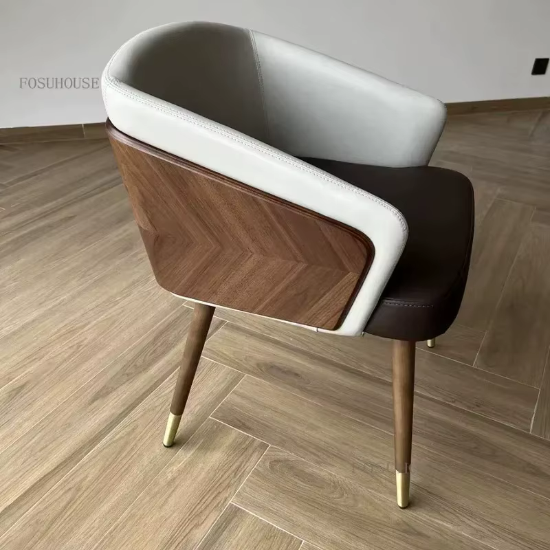 Chaises de salle à manger modernes de luxe, fauteuil à dossier en bois, chaise de salon minimaliste, meubles de salle à manger confortables
