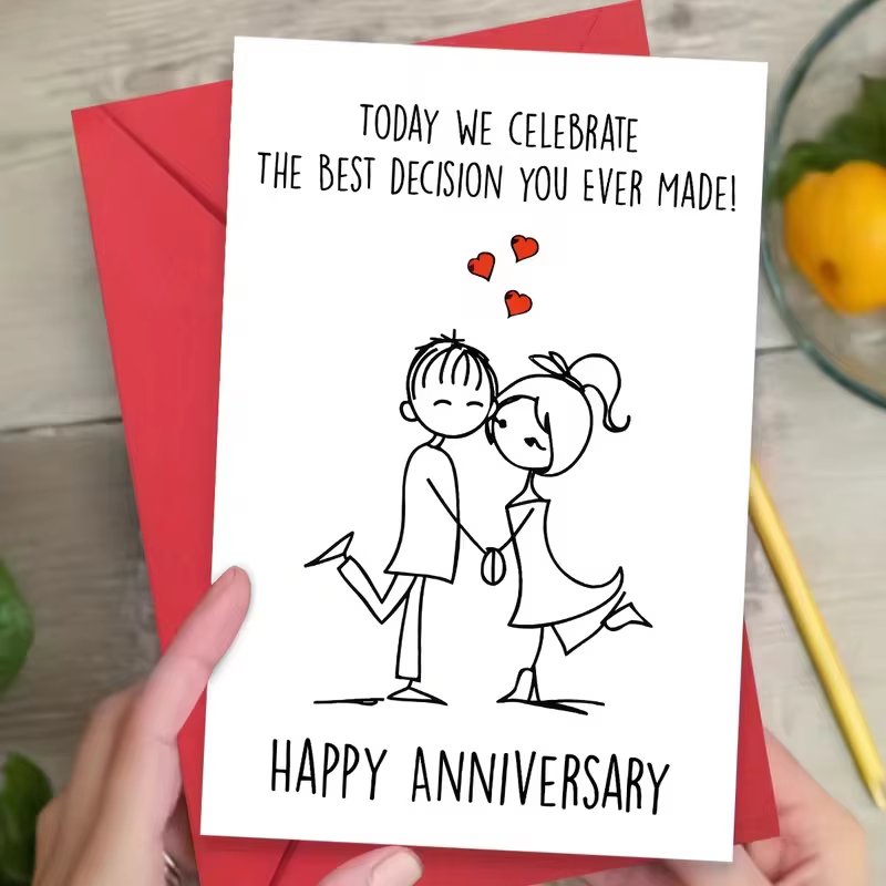 Carte d'anniversaire humoristique, impression couple « Meilleure décision jamais prise », carte de vœux douce et drôle pour partenaire