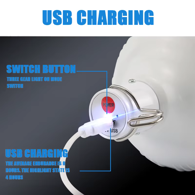 Lampes de camping portables pour barbecue en plein air, lampe rechargeable par USB, ampoule LED d'urgence, crochet, lanterne de tente haute puissance, ampoule de nuit