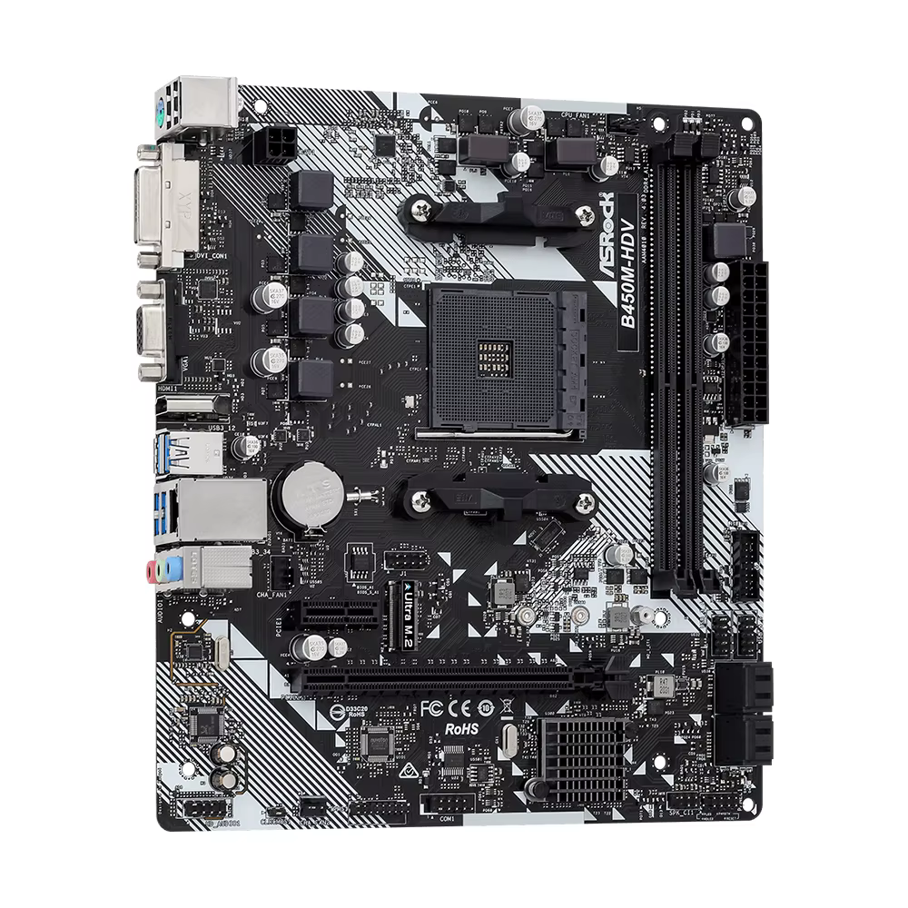 Carte mère ASROCK B450M-HDV R4.0 prenant en charge les processeurs 5800X3D 5700X 5600X 5600G 1700X 2700X