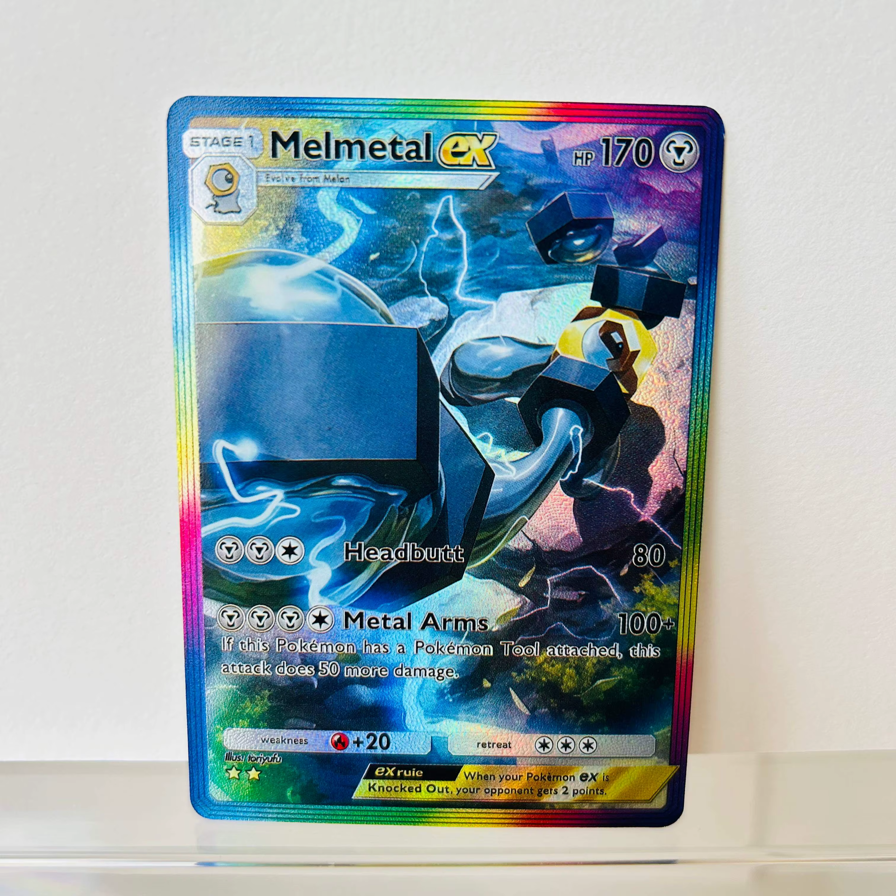 Carte Pokémon Rapidash ex anglaise, texture holographique arc-en-ciel, carte de collection anime premium DIY