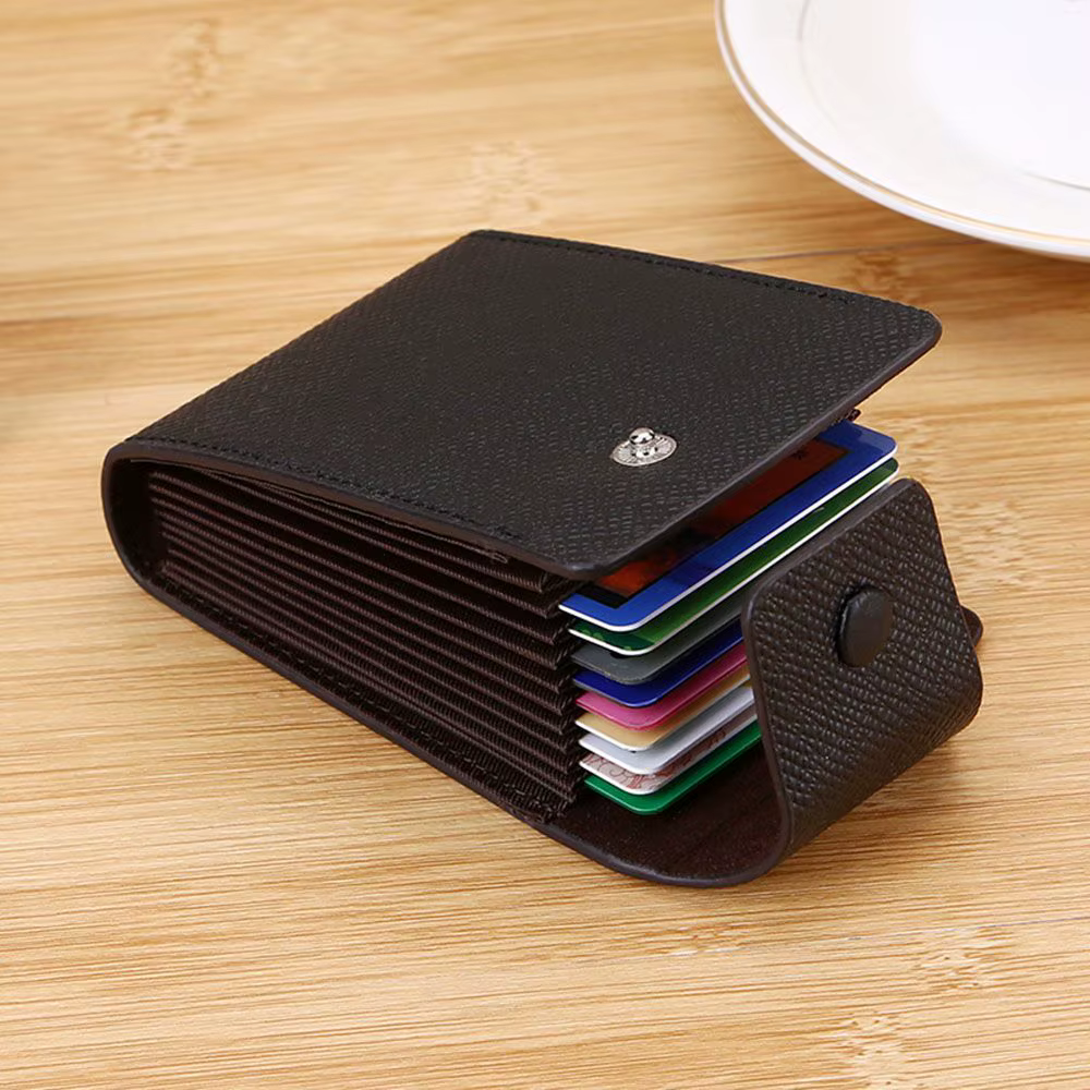 Porte-cartes en cuir à fentes multiples, porte-cartes de crédit, portefeuille de poche, clip multifonctionnel, portable, unisexe, carte d'identité professionnelle, évaluation