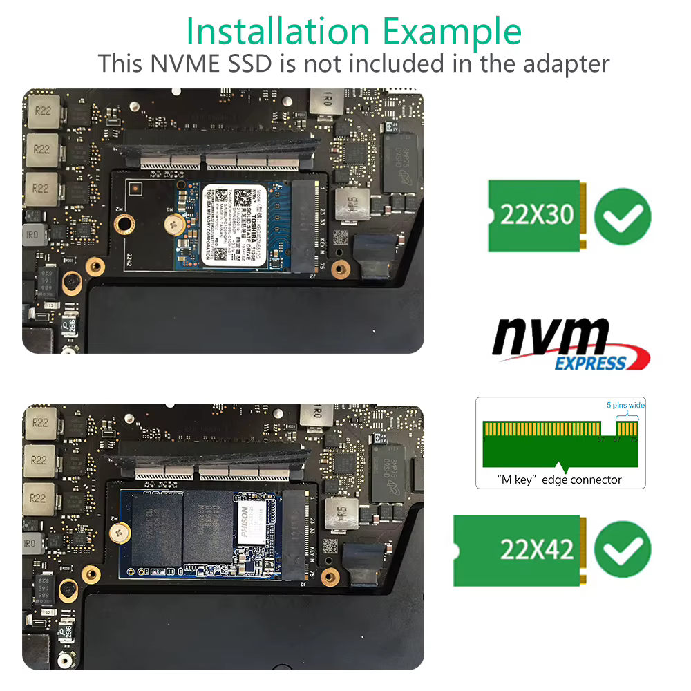 1708 A1708 adaptateur SSD NVMe M.2 NGFF adaptateur SSD pour 2016 2017 13 "MacBook Pro A1708 carte adaptateur pour Apple Macbook A1708 ordinateur portable