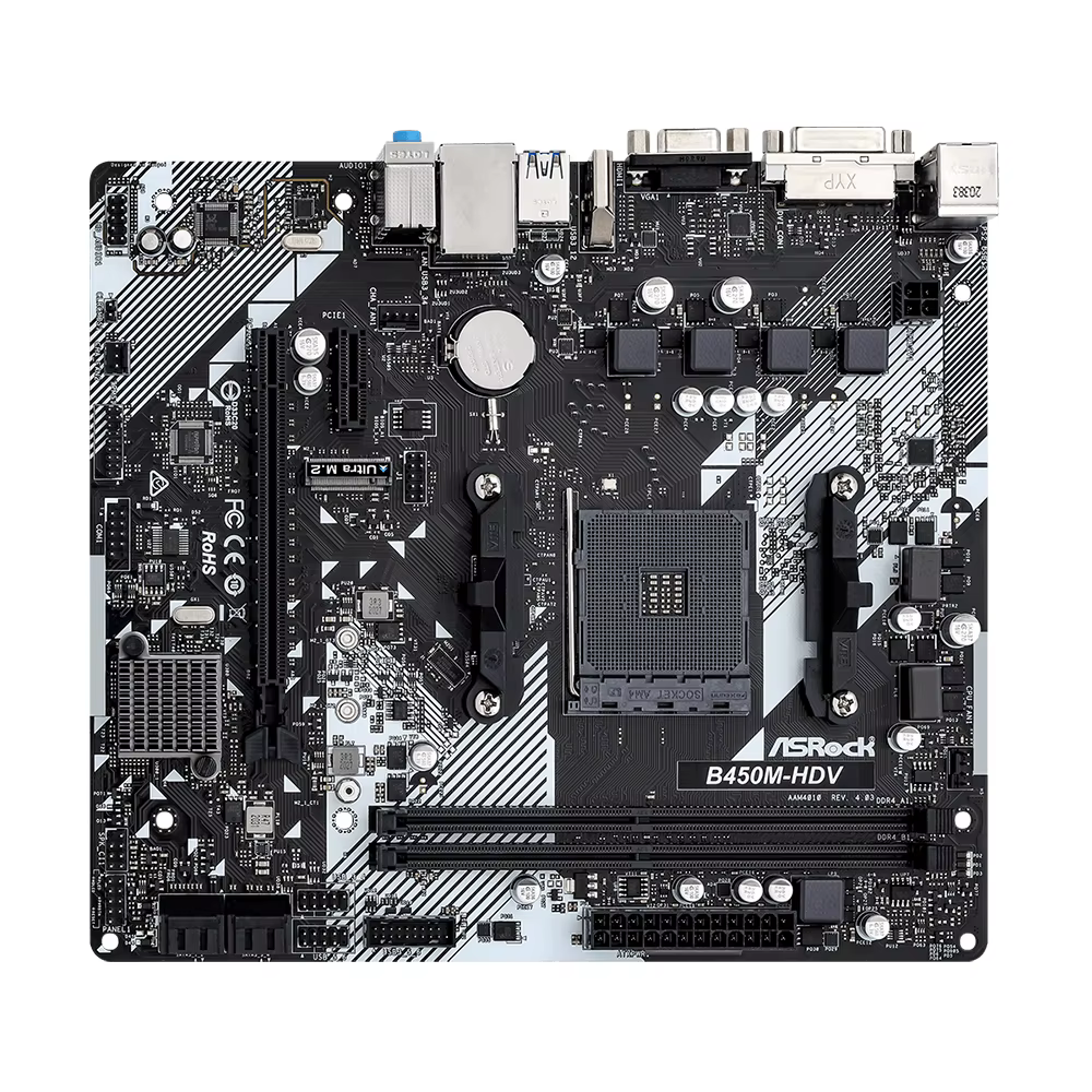 Carte mère ASROCK B450M-HDV R4.0 prenant en charge les processeurs 5800X3D 5700X 5600X 5600G 1700X 2700X