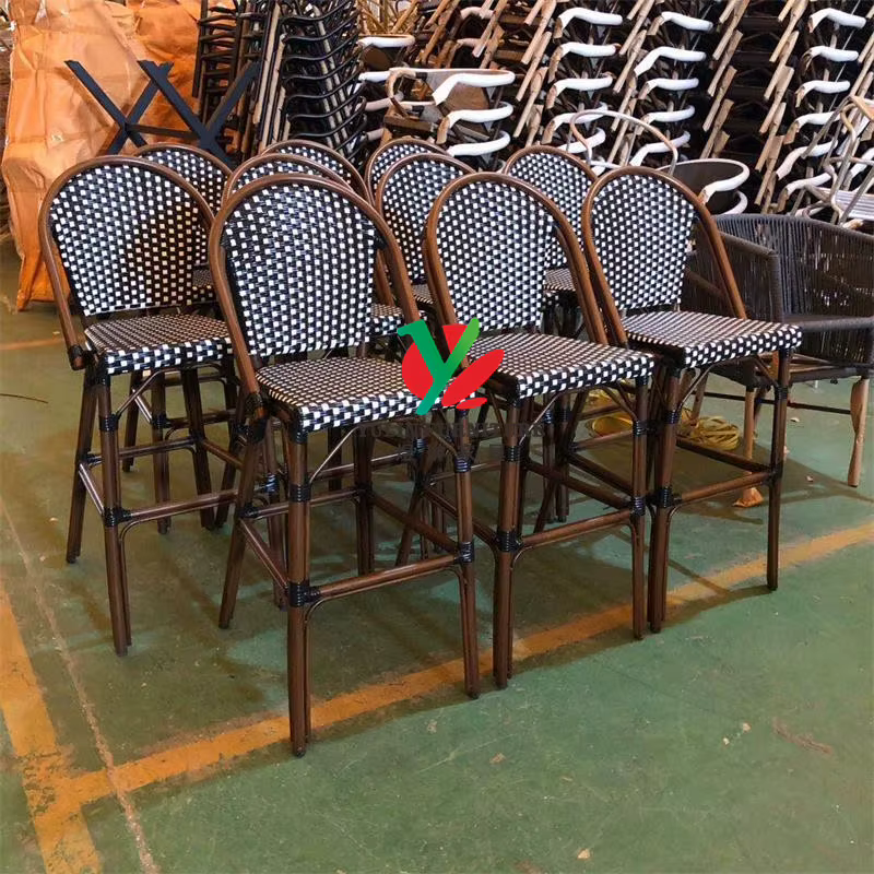 Tabouret de bar de bistro de chaises françaises en bambou d'intérieur classique extérieur