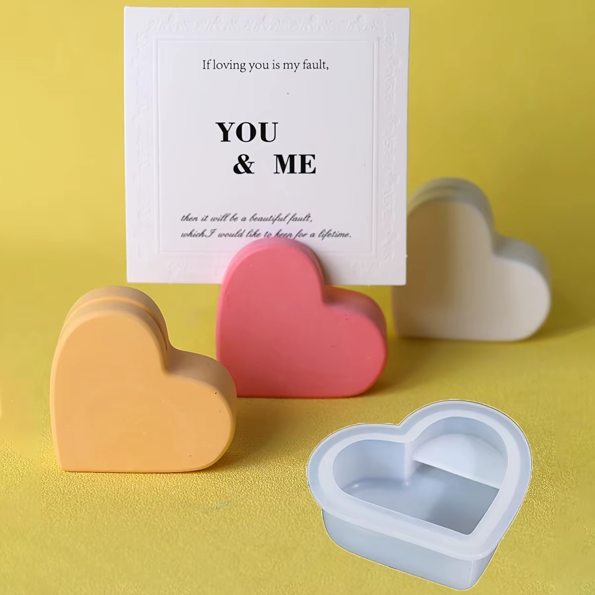 Porte-carte en forme de cœur, moule en Silicone, bricolage, béton, ciment, fabrication d'affaires, plâtre, résine, moulage, artisanat de maison, décor de bureau