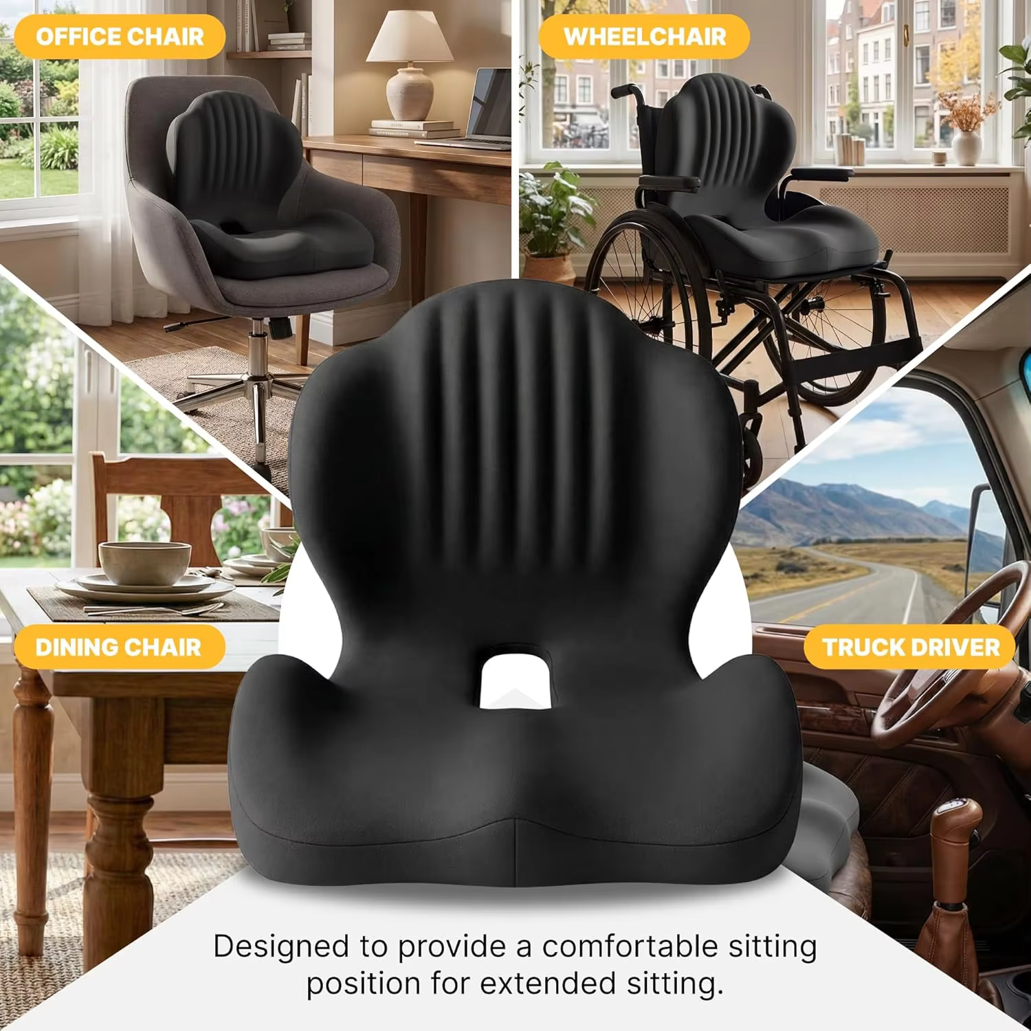 Coussin de siège ergonomique en mousse à mémoire de forme pour chaise de bureau avec support dorsal pour soulager le