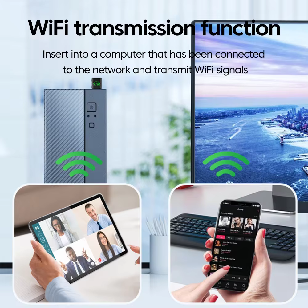 900Mbps USB WiFi Bluetooth 5.4 adaptateur 2in1 Dongle double bande 2.4G 5GHz USB