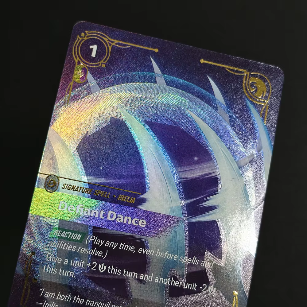 Carte de jeu à collectionner Proxy Riftbound League of Legends Spiritforged SFD Defiant Dance 196/221 Signature Spell Card