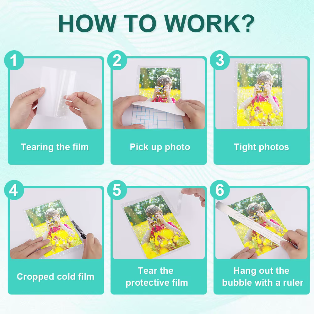 10 feuilles de film de plastification à froid holographique transparent A4, autocollant auto-adhésif pour badges, film protecteur photo, carte DIY
