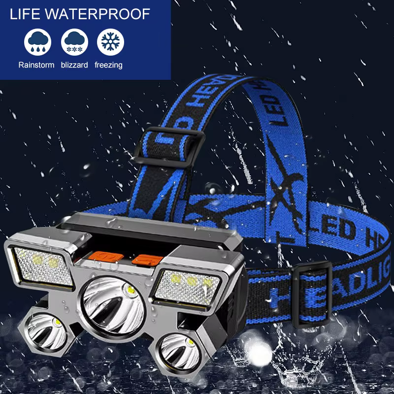 Lampe de Sauna Portable Rechargeable par USB, Torche à 5LED avec Batterie spatirée, Idéal pour le Travail, la Pêche ou le Camping