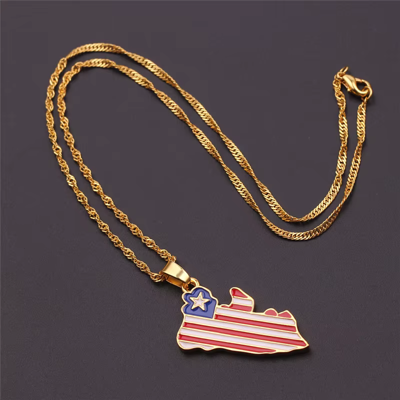 Collier avec drapeau de carte de pays pour femmes et hommes, nouvelle mode, Liberia, Haïti, jamaïque, Ghana, guinée, Nigeria, pendentif en alliage, chaîne, bijoux