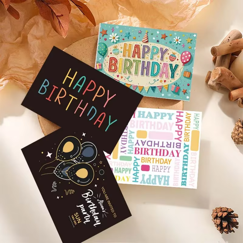 Ensemble de cartes de vministériels x d'anniversaire avec enveloppe et autocollant, carte de message pliante, cartes de bénédiction bricolage, cartes d'invitation de fête, 12 pièces