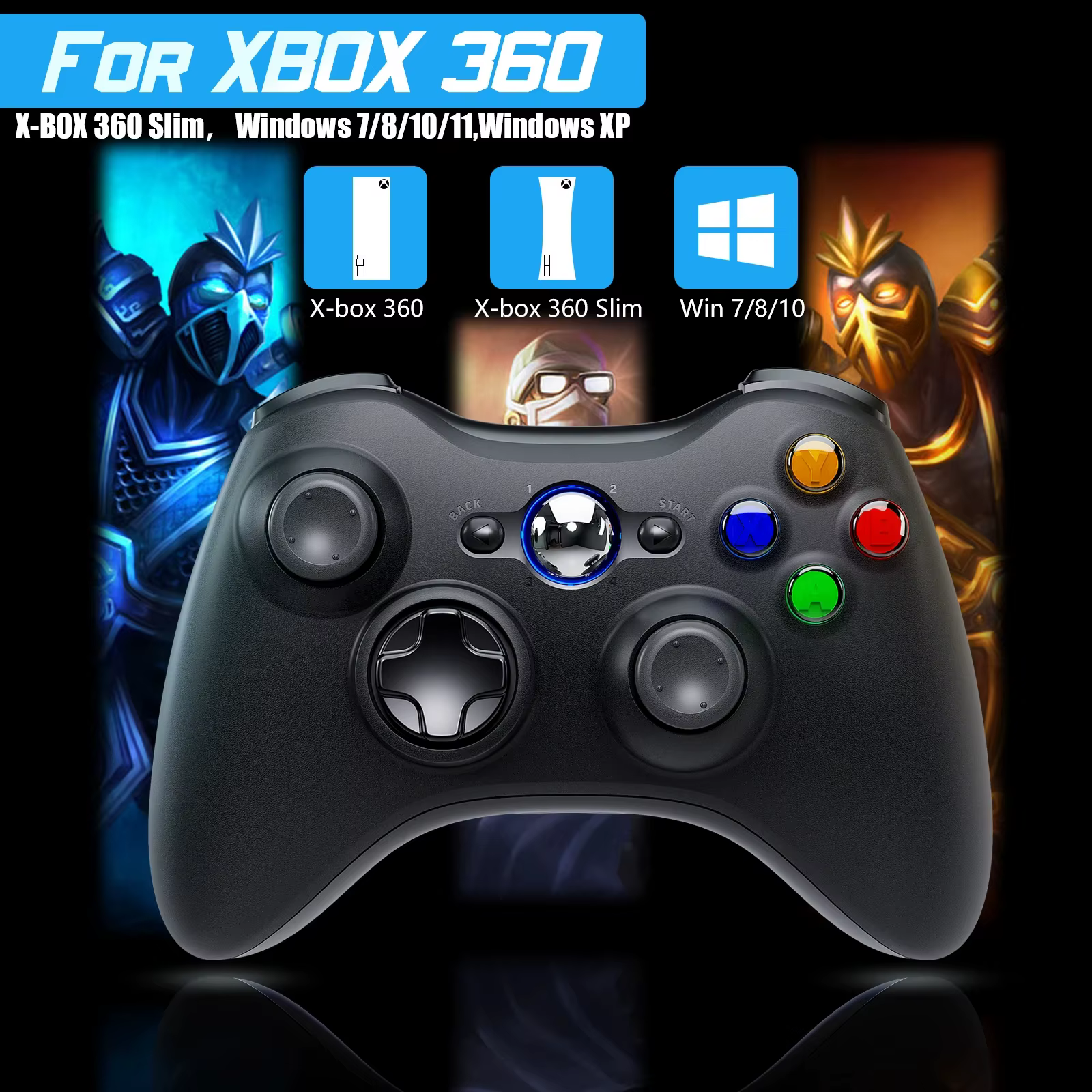 Contrôleur de jeu GAMROMBO pour Xbox 360/mince/console PC manette de jeu sans fil/filaire avec poignée ergonomique