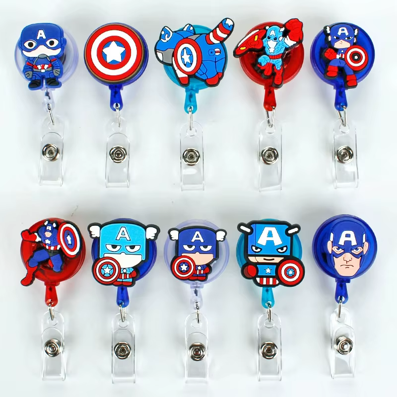 Porte-carte d'identité Captain America Marvel avec clip réglable pour carte d'employé, carte d'infirmière, carte de poitrine, carte de bus étudiante
