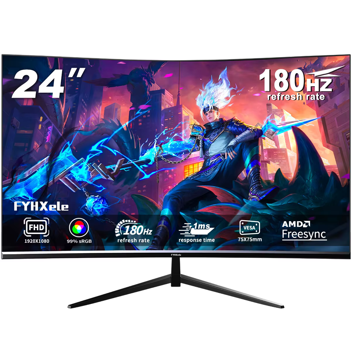 Moniteur de jeu incurvé 24 pouces 180 Hz