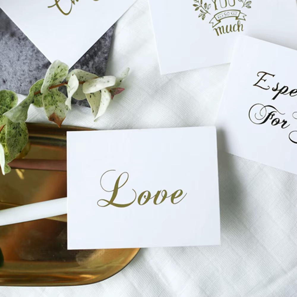 50 cartes de vœux DIY Joyeux Anniversaire, design simple, message écrit à la main, estampage doré, carte de vœux blanche, merci