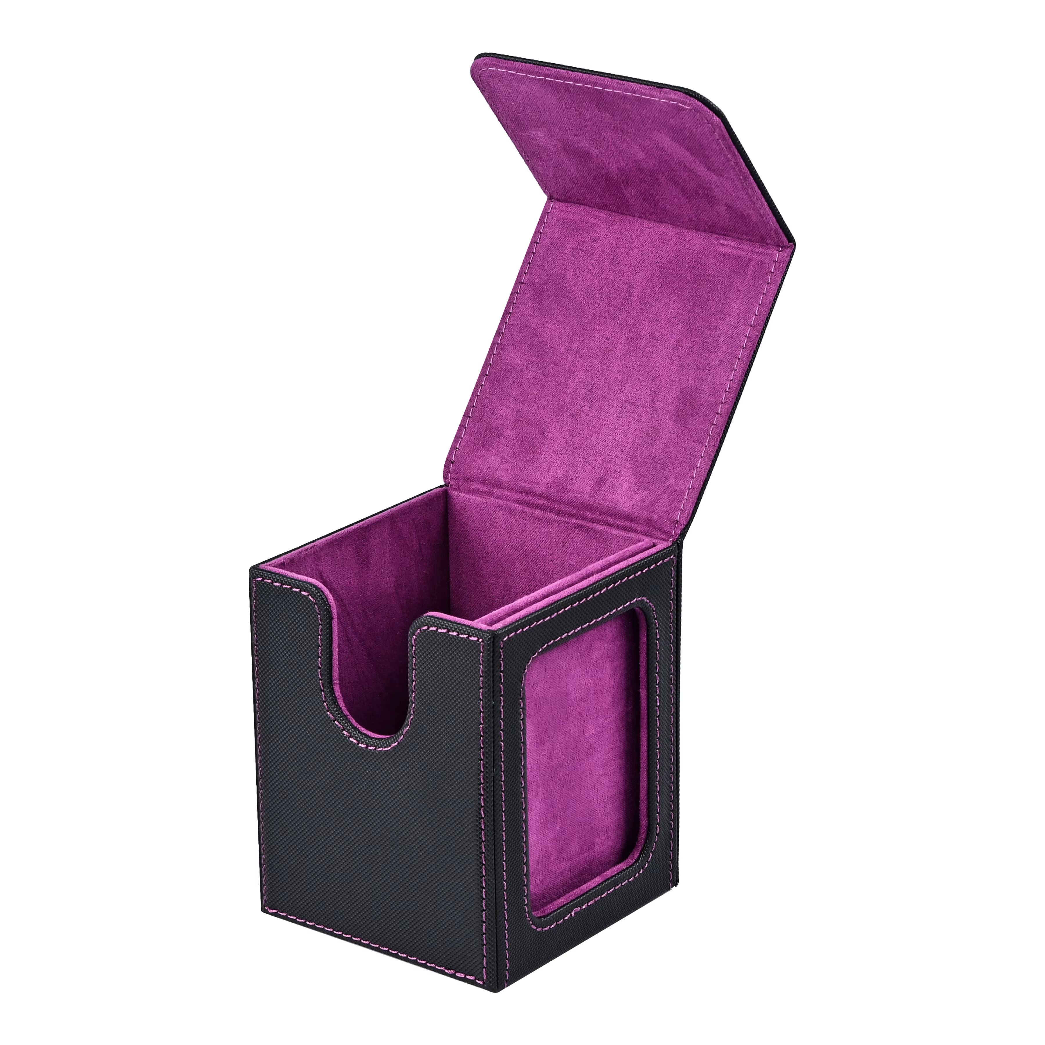 Boîte à cartes avec fenêtre de visualisation, capacité de 120+ cartes à pochettes individuelles, fermeture magnétique, boîte à cartes en cuir PU pour cartes TCG