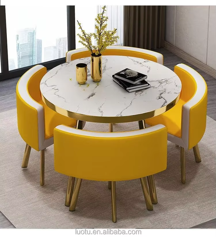 Ensemble table et chaises de négociation, plusieurs tailles, une table et quatre chaises, finition peinte, adapté au salon et au bureau