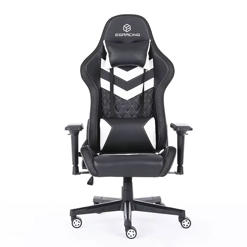 Chaise de jeu ergonomique en cuir PU noir pour bureau et gaming