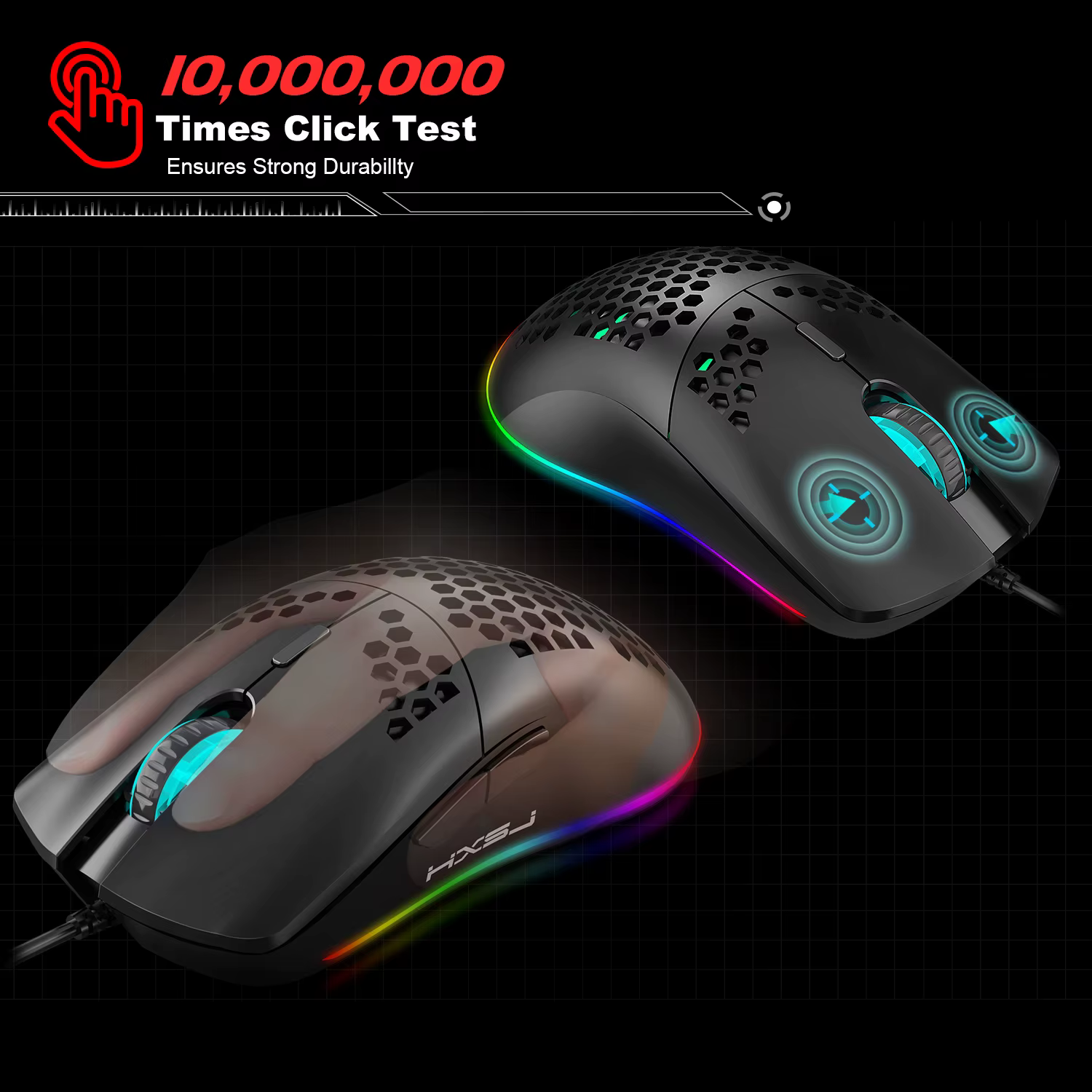Offre spéciale HXSJ J900 souris de jeu RGB lumineux léger Macro programmation creux ergonomie