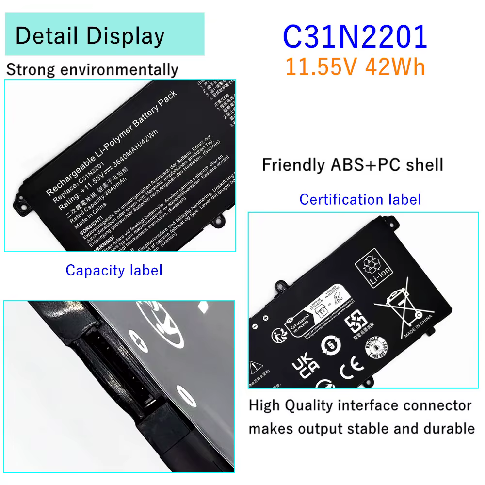 Batterie d'ordinateur portable pour ASUS Vivobook 15 X1504V X1504VA F1504 F1504ZA 16 S1605PA Go 15 E1504F E1504FA OLED X1405VA Série C31N2201
