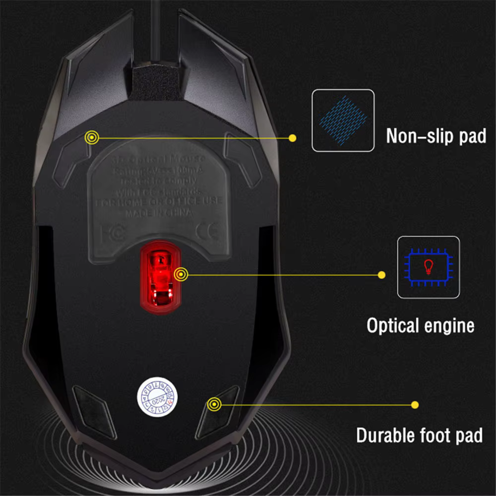 20251 PC identique M01 sport LED lumineux rétro-éclairé USB filaire souris de jeu pour ordinateur de bureau