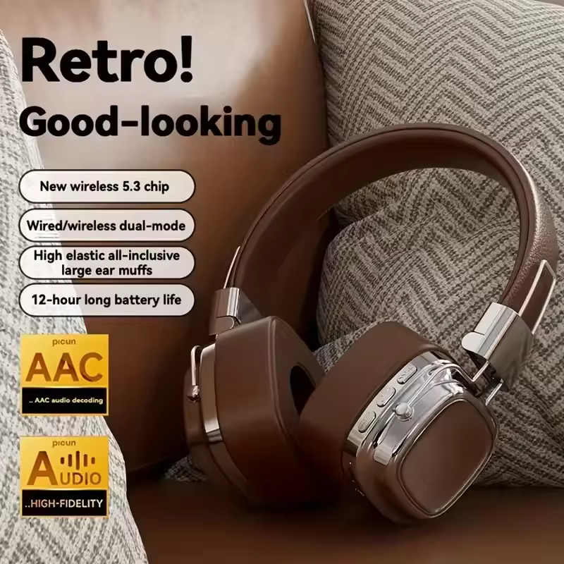 2025 nouveau 5.3 pliable sans fil Bluetooth casques casque Gamer choix rétro sur l'oreille