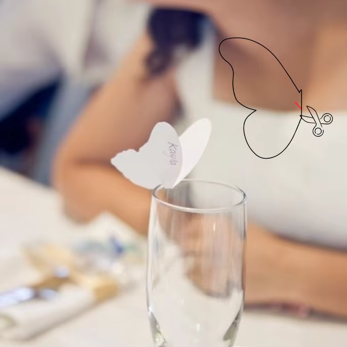 Carte d'écriture personnalisée avec nom d'invité, décoration de cadeau papillon élégant, texte de Logo personnalisé, faveurs de mariage, bricolage, détail RSVP