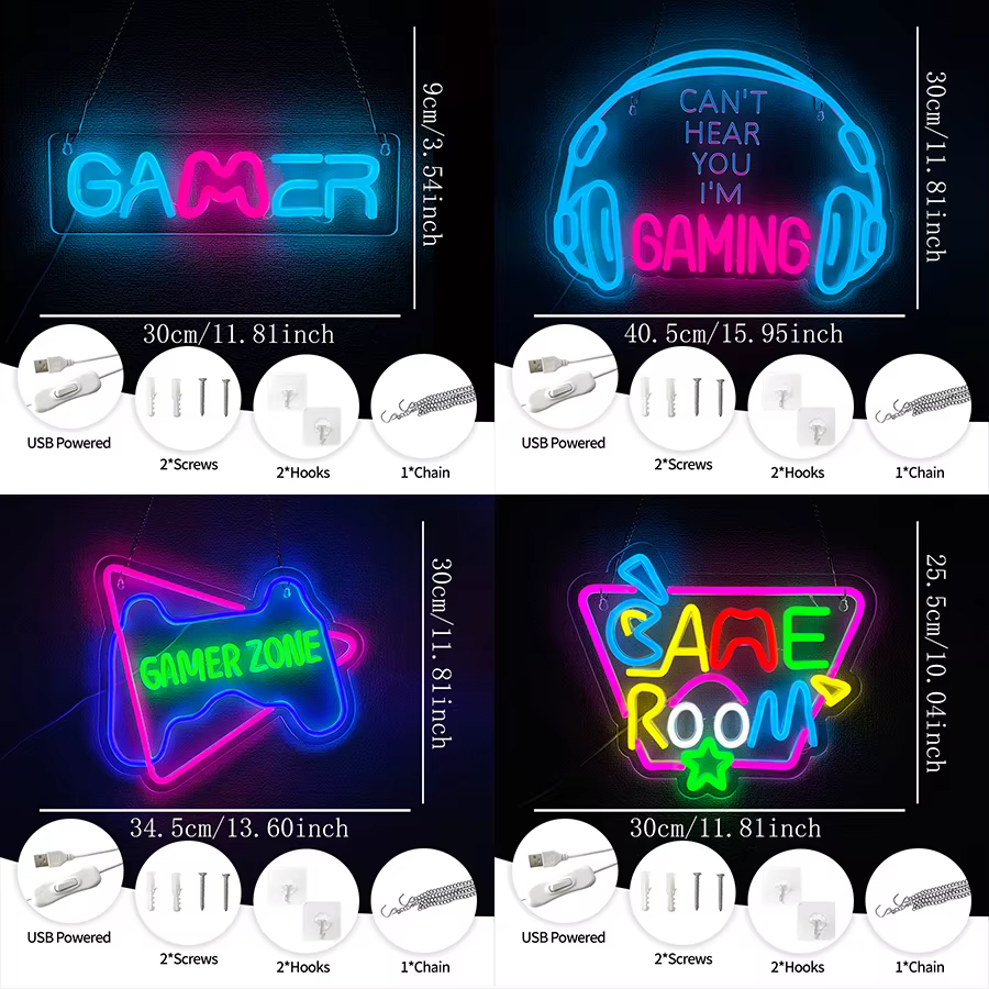Enseigne au néon Gamer pour décoration murale de chambre