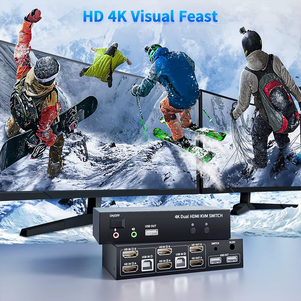 Commutateur KVM HDMI DisplayPort pour moniteur touristique