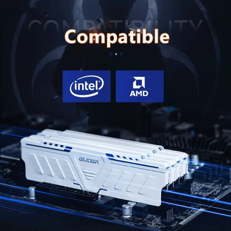 ‌ Mémoire de bureau GUDGA DDR4 RAM 3200MHz/3600MHz/2666MHz 8GB/16GB/32GB 288-Pin DIMM avec dissipateur thermique en aluminium