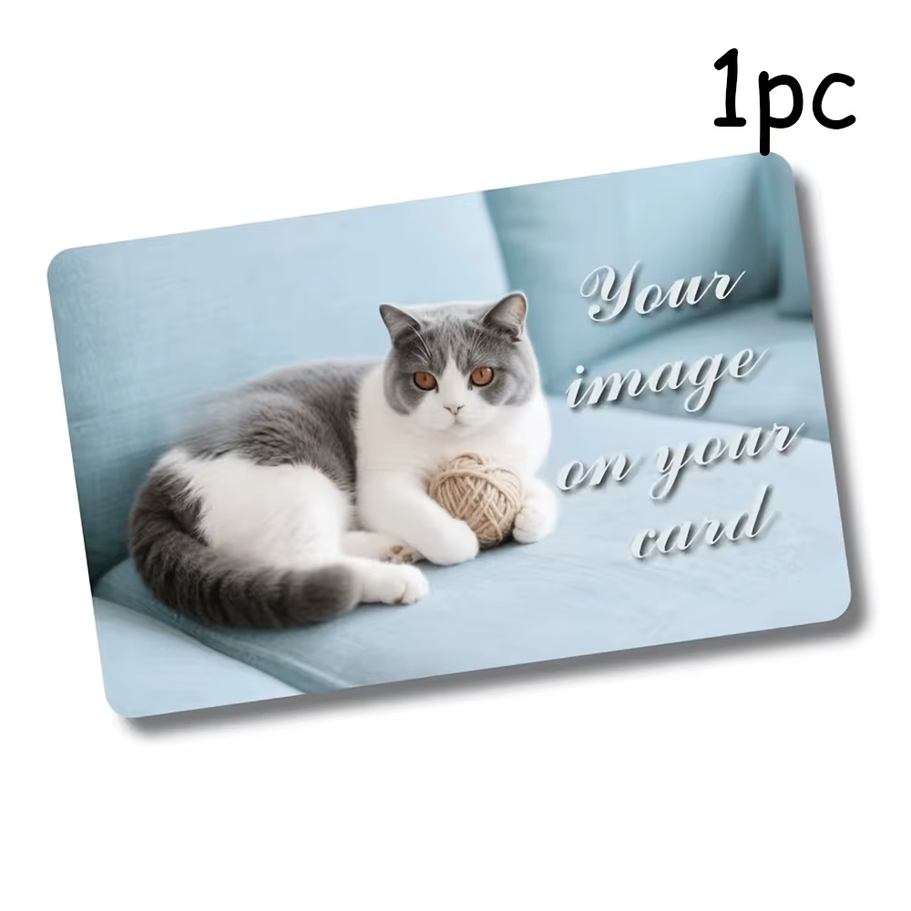 Carte PVC double face personnalisée pour la mémoire de la famille, cadeau commémoratif en plastique brillant avec photo et texte personnalisés, pour un usage quotidien et au bureau