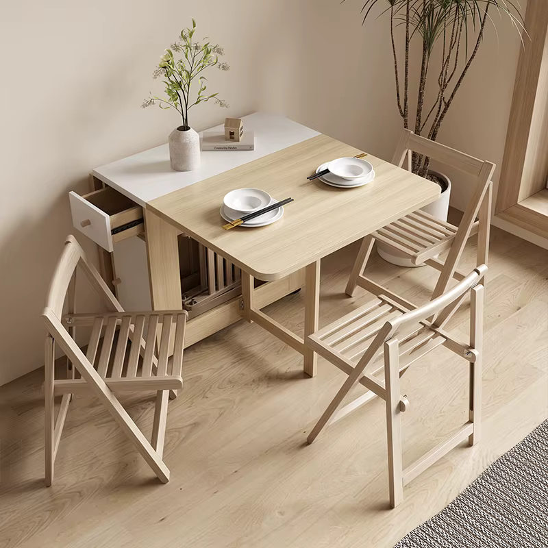 Table à manger pliante ensemble 6 chaises luxe Vintage Table à manger carrée Extensio nordique Mesas Y Sillas De Comedor meubles De cuisine