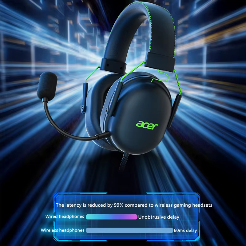 2025 Acer Gaming Casque OHW200 7.1 Surround Sound Wired USB Casques Gamer avec micro suppression du bruit