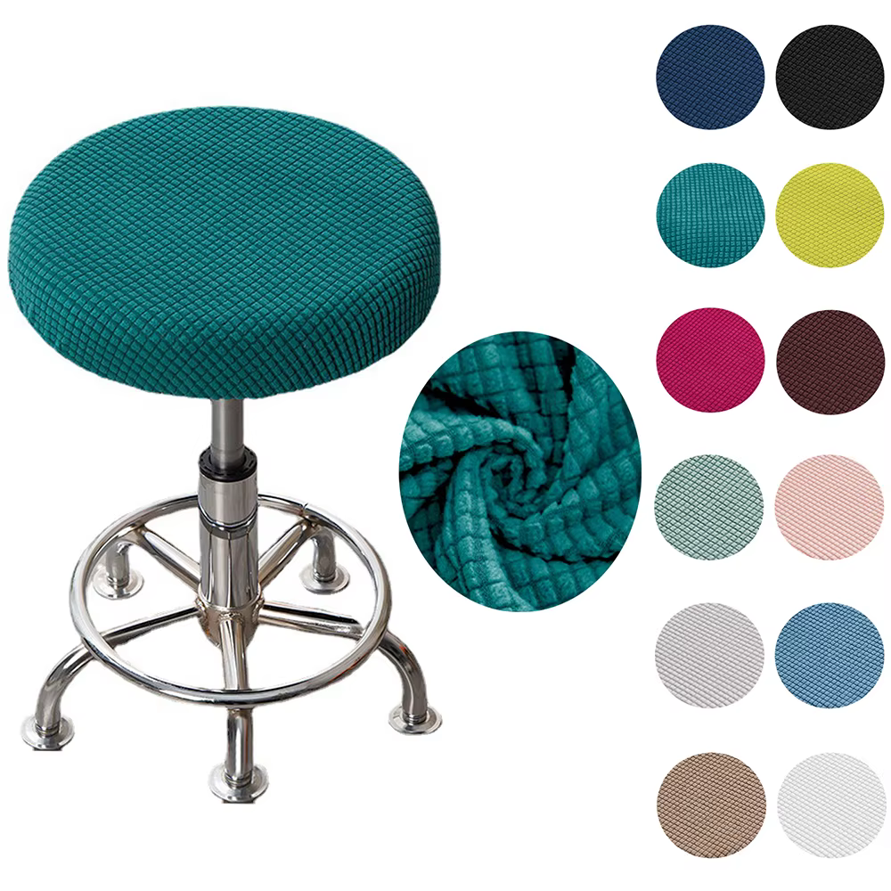 Juste de coussin de chaise ronde élastique, housse de siège de bar lavable, housse de siège épaissie, solide, document, tabouret de salle à manger