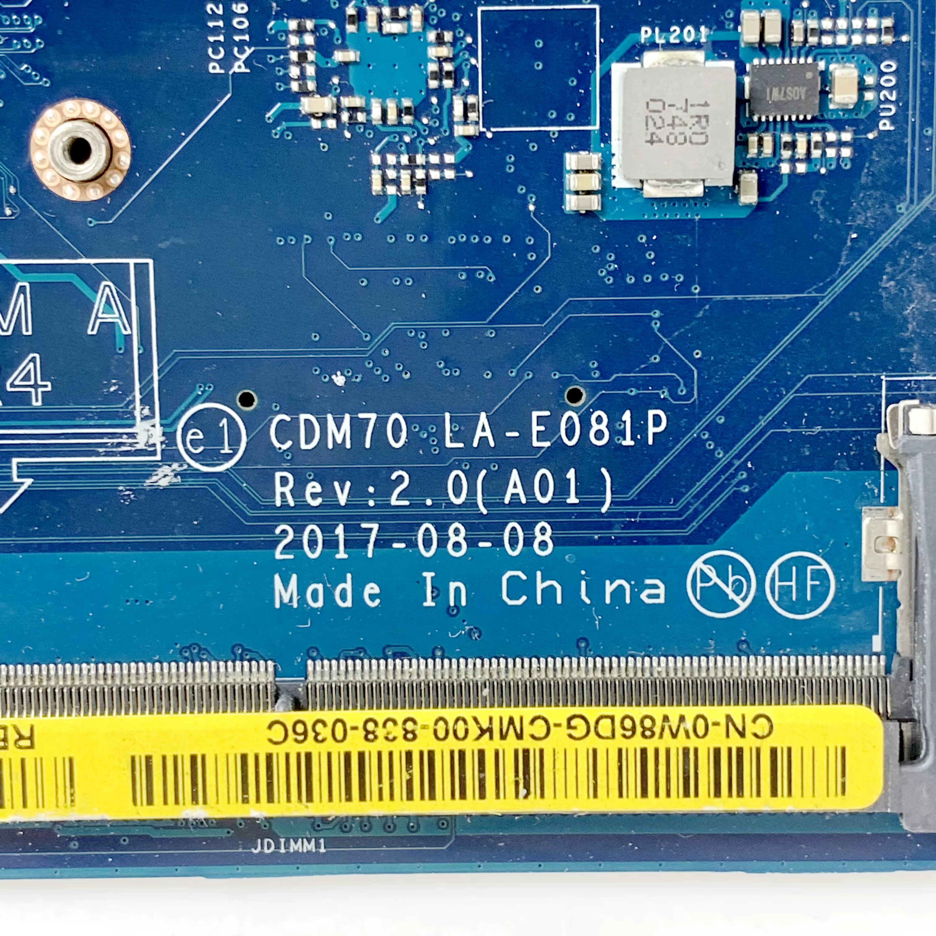 Carte mère pour ordinateur portable Dell Latitude 5480 E5480 LA-E081P avec processeur I3 I5 I7 6/7e génération