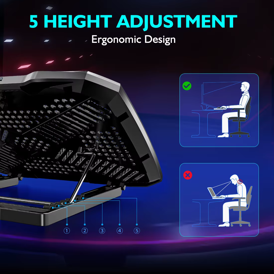 COOLCOLD Support de refroidissement pour ordinateur portable de 12 à 17 pouces