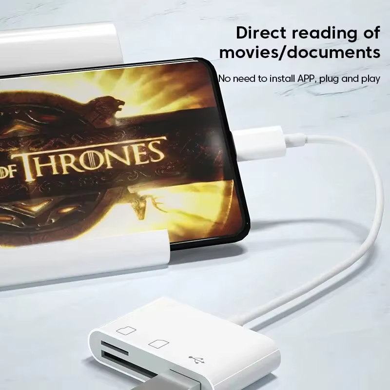 Hub USB-C 3-en-1 multi-ports avec lecteur de cartes mémoire TF CF SD pour téléphone Samsung Xiaomi Macbook – Adaptateur