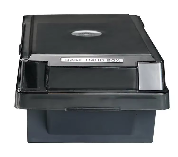 Porte-cartes de visite, boîte de rangement en plastique pour organisateur de cartes nominatives avec 4 séparateurs et onglets d'indexation, rangement jusqu'à 500 cartes