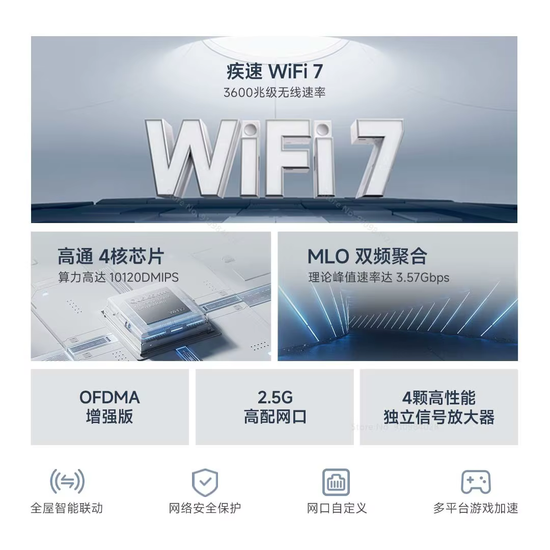 Xiaomi-Routeur BE3600 Qualcomm Quad Core Gaming Treatmuqueuse
