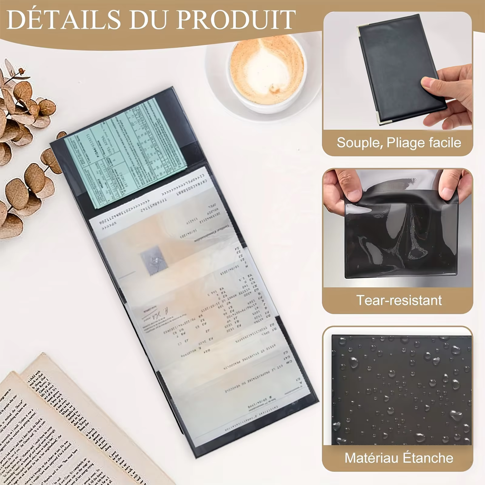 Porte-cartes 4-en-1, porte-documents de véhicule, porte-plaque d'immatriculation portable pour voiture et moto, essentiels pour les voyages et les affaires