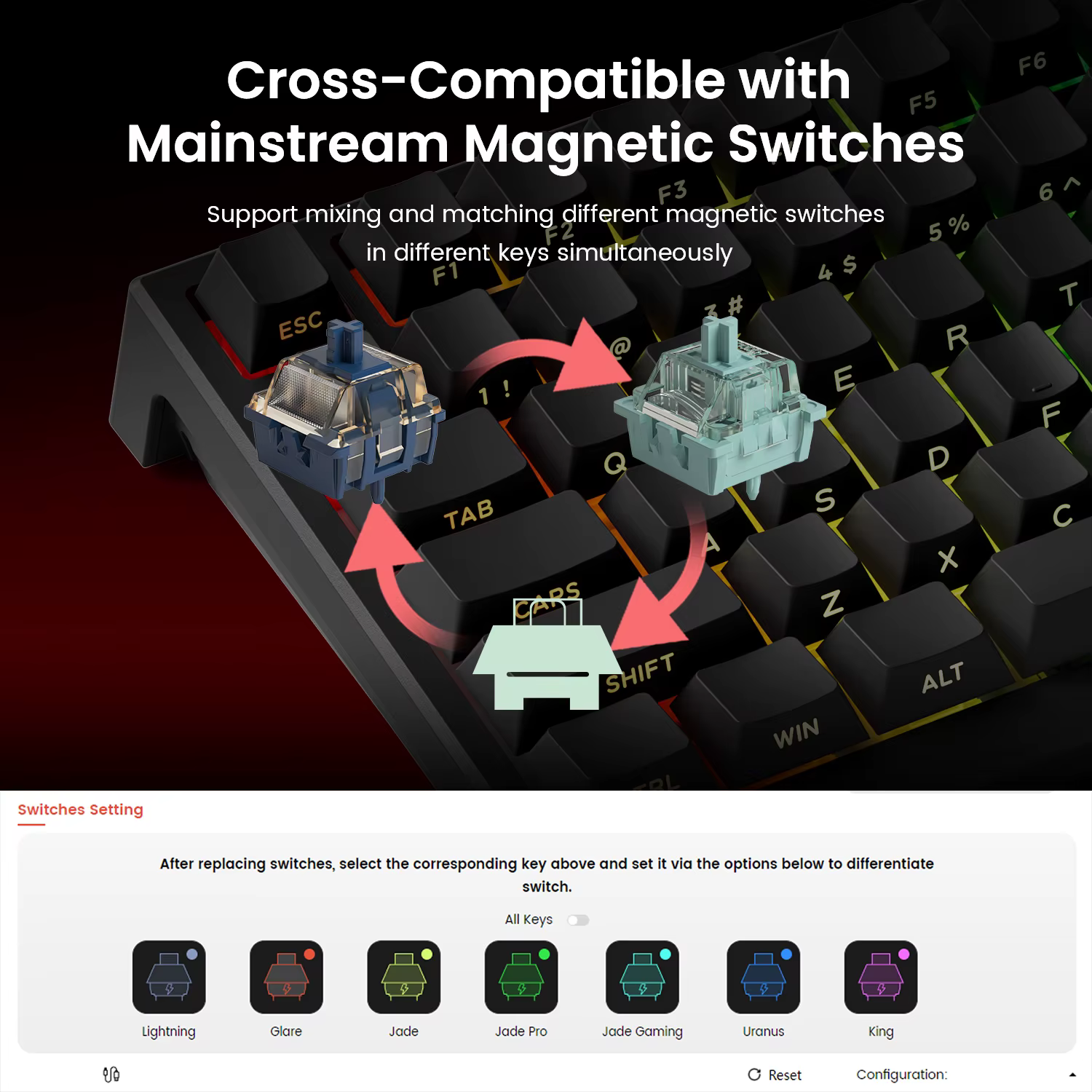 AKKO TAC75 HE clavier à interrupteur magnétique 75% claviers de jeu déclencheur rapide 0.005mm 8K RGB filaire Esports