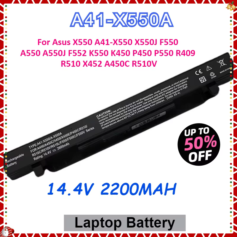 Batterie d'ordinateur portable 2.20AH A41-X550A pour Asus X550 A41-X550 X550J A550 A550J F550 F552 K550 K450 P450 P550 R409 R510 X452 A450C R510V